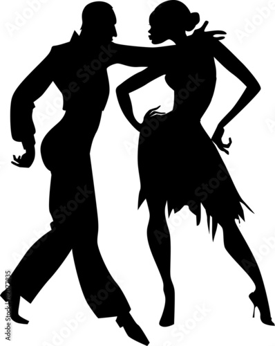 Couple dancing ballroom samba silhouette
