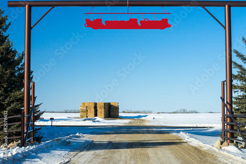 Farms Gate in winter season photo