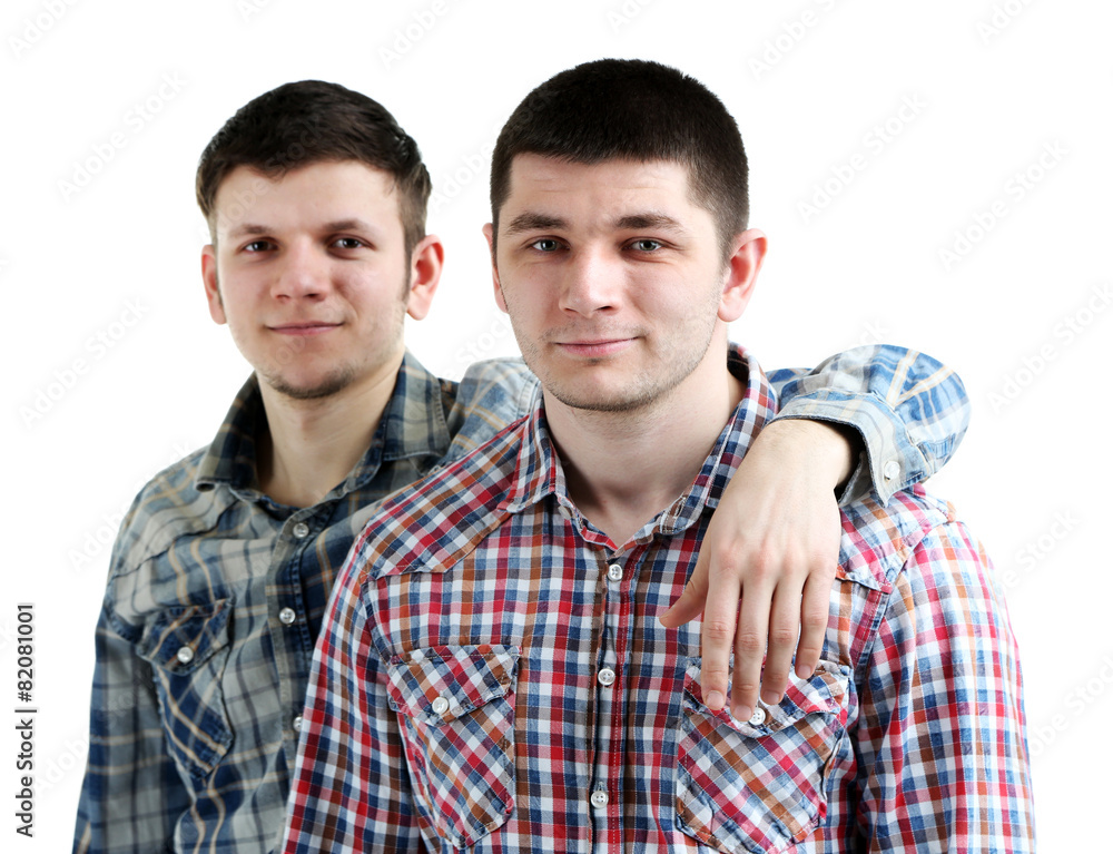 Two handsome young men isolated on white Two handsome young men isolated on white