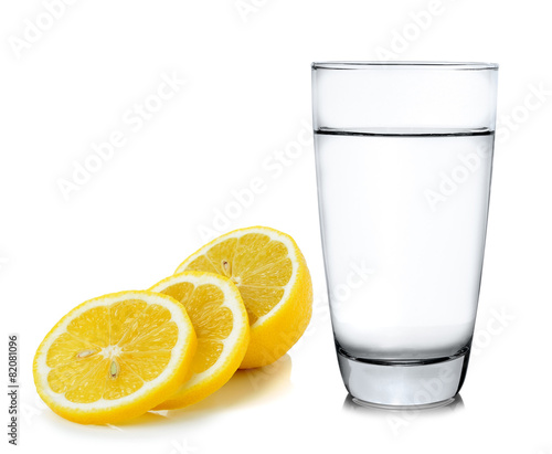 water with lemon on white background © sommai