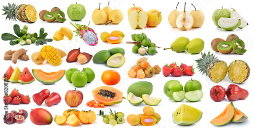 set of fruit isolated on white background © sommai