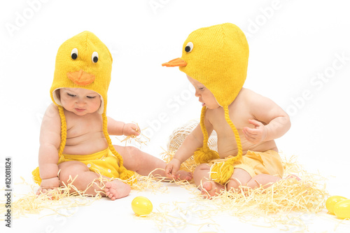 Two Easter Babies Playing