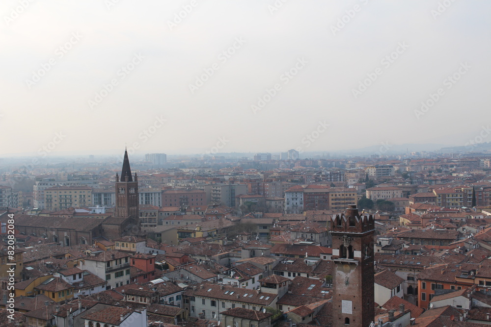 Verona city view from Torre dei Lamberti, Italy