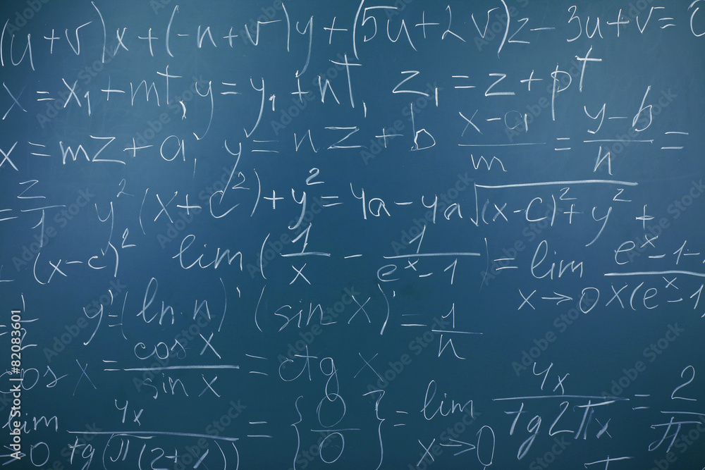 Maths formulas on chalkboard background Maths formulas on chalkboard background