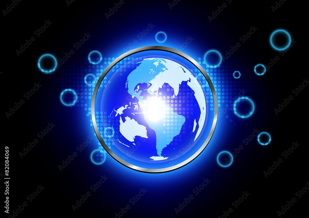 Abstrsact blue world background technology with metal radius Abstrsact blue world background technology with metal radius