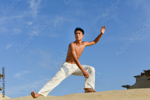 healthy man doing pilates yoga-Healthy lifestyle concept.