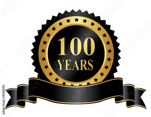 Elegant 100 years anniversary stamp with ribbon