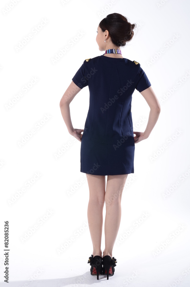 Active girl wear professional attire in front of a white backgro Active girl wear professional attire in front of a white backgro