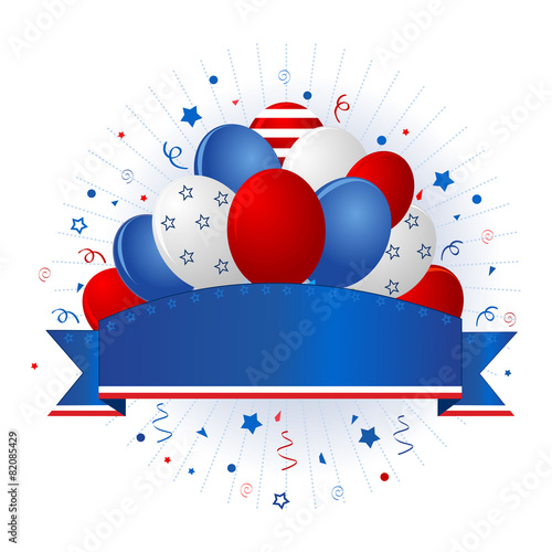 USA patriotic banner with balloons