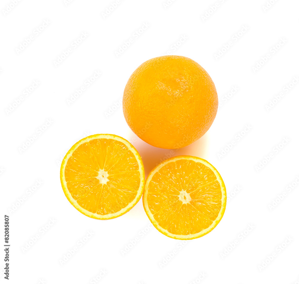 Slice of orange isolate on white with work path Slice of orange isolate on white with work path