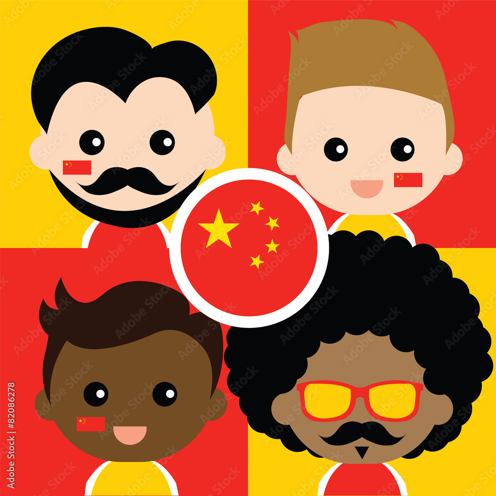 Group of happy China's supporters Group of happy China's supporters