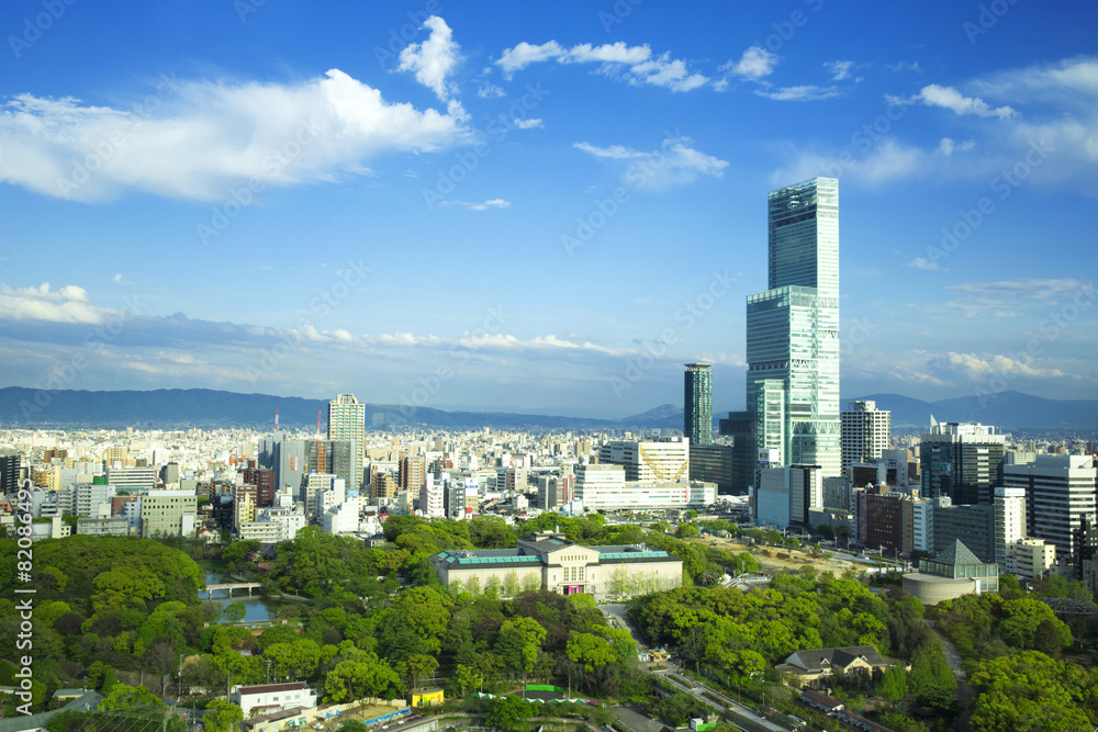 Obraz premium 通天閣から望むあべのハルカス