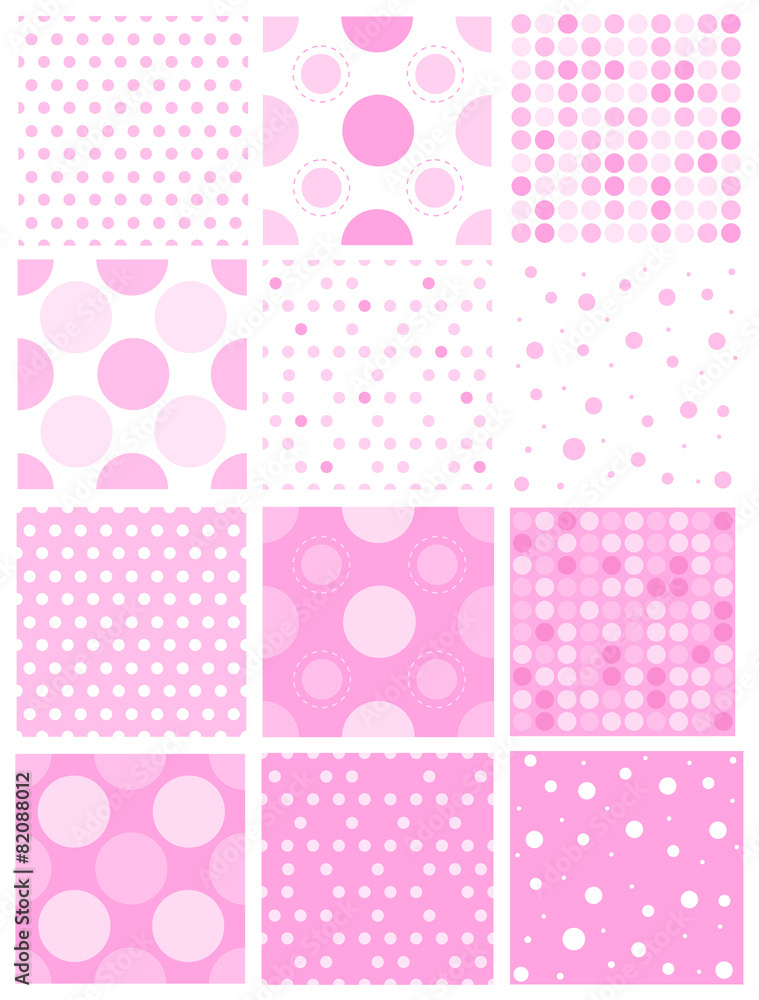Pink polka pattern collection