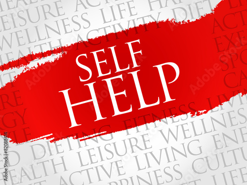 Self Help word cloud, health concept