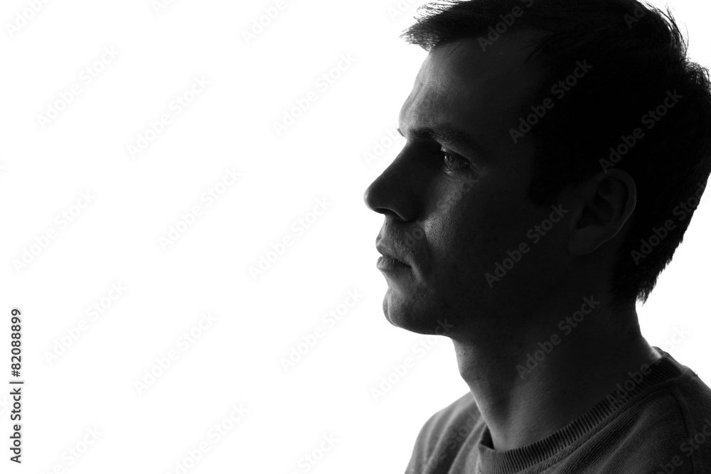 black and white portrait of a man looking forward