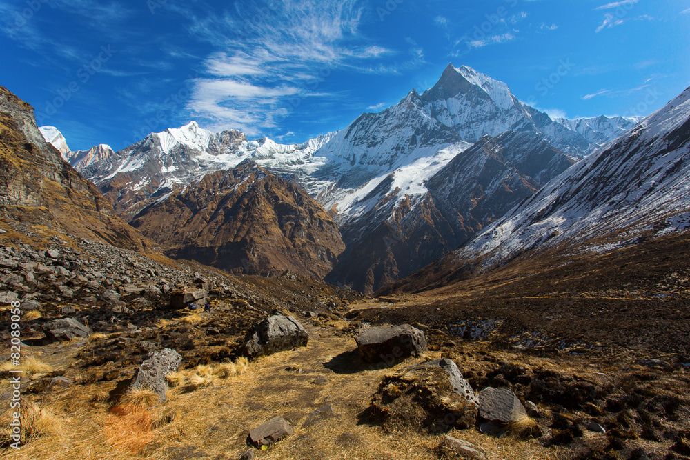 View of Machhapuchchhre mountain - Fish Tail in English is a mou