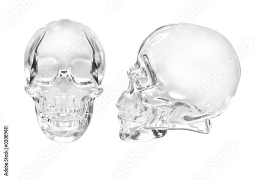 Glass skull on a white background