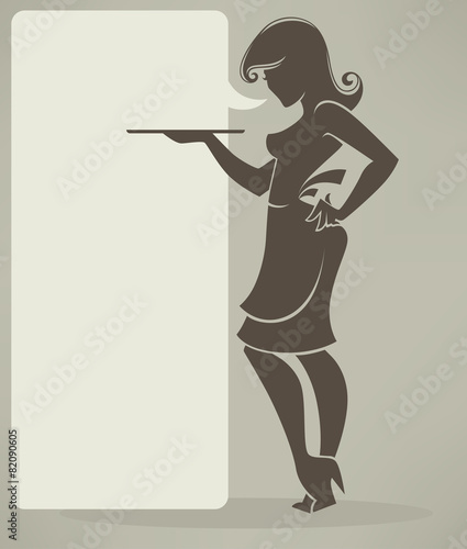 retro girl silhouette for your menu