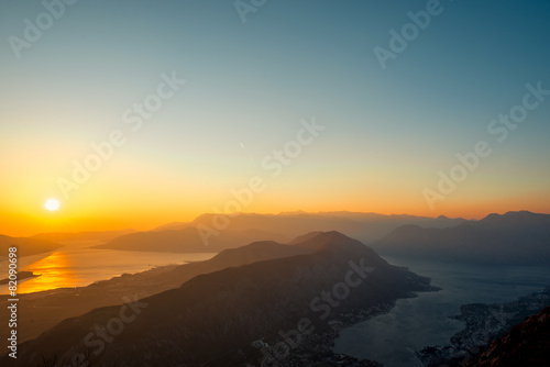 Balkan mountains on the sunset