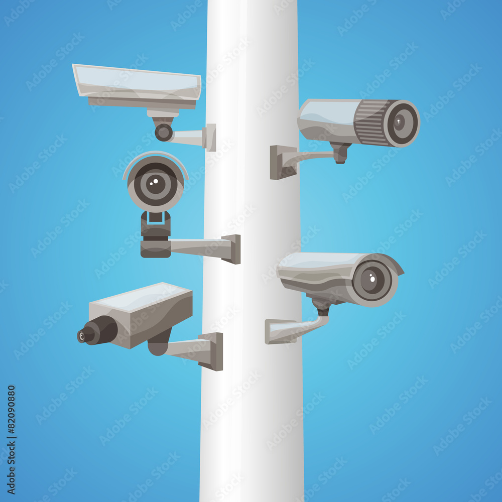 Surveillance Camera On Pillar