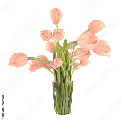 Fototapeta Naklejka Na Ścianę i Meble -  Yellow tulips in a glass vase