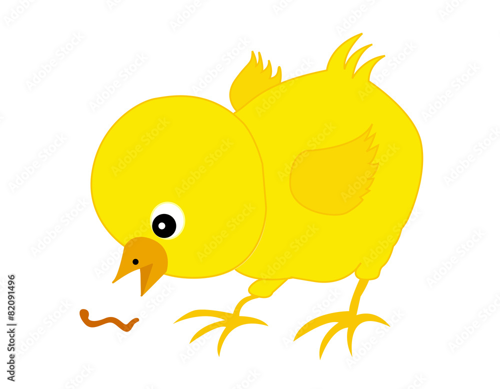 Cute chick with worm Cute chick with worm