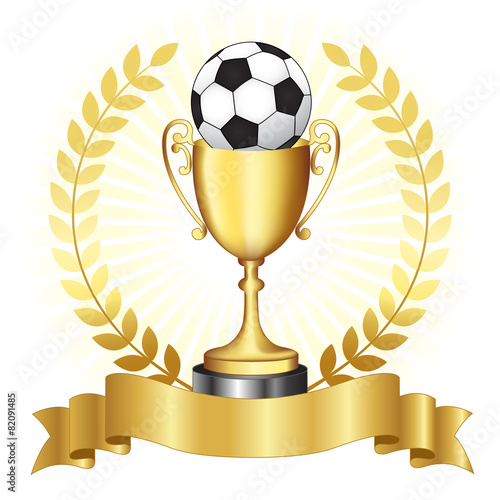 Soccer championship gold trophy