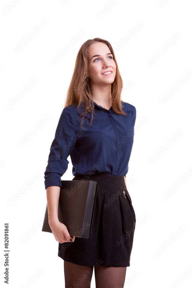 Teenager studend smling with folder in hand Teenager studend smling with folder in hand