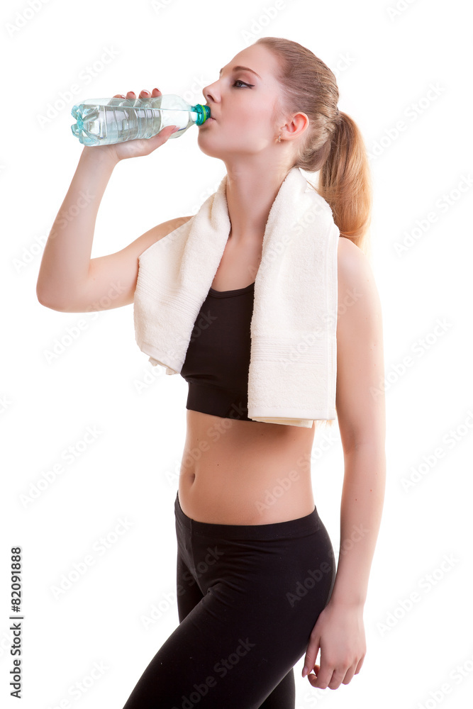 Healthy sport girl drinking water Healthy sport girl drinking water