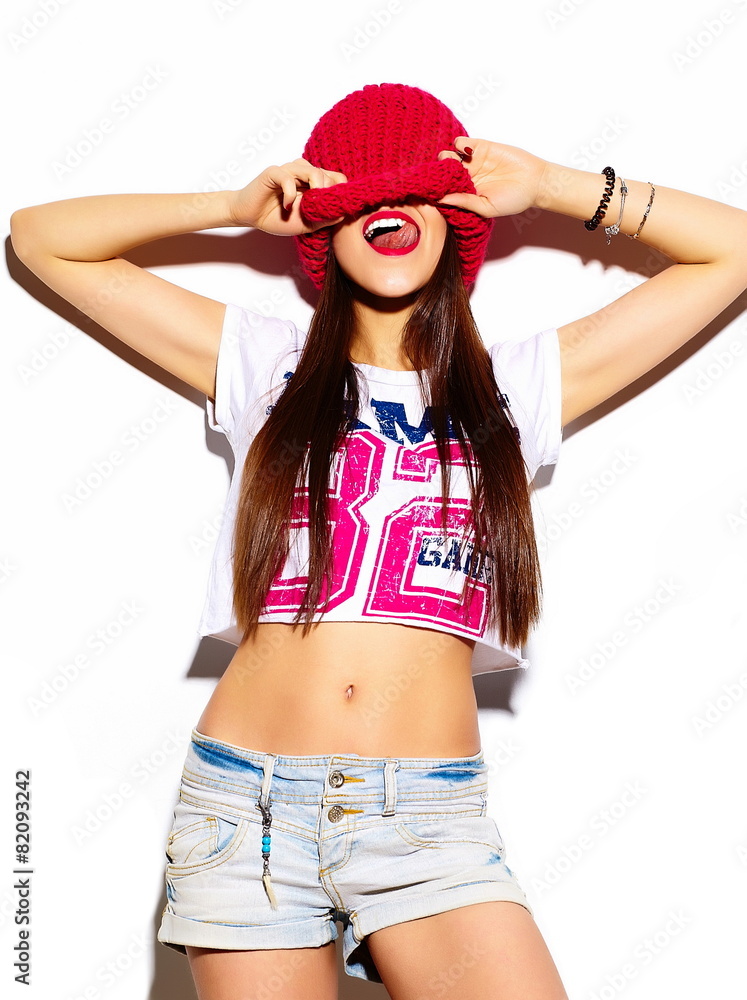 funny beautiful woman in summer casual hipster cloth funny beautiful woman in summer casual hipster cloth