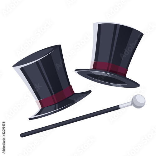Top hat with a cane.