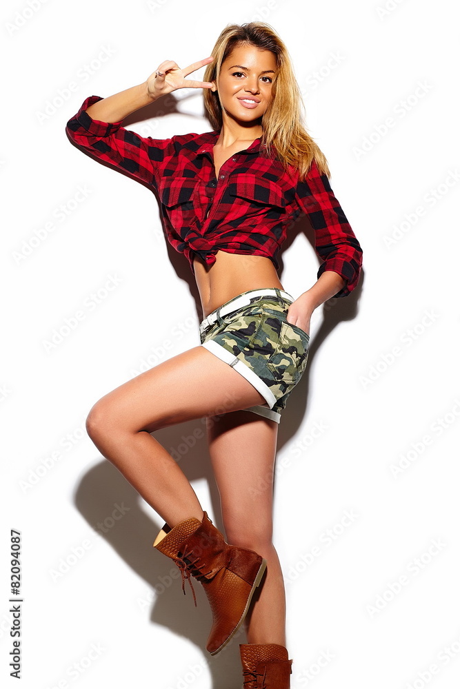 sexy beautiful woman in summer casual hipster cloth