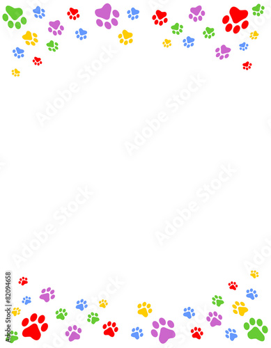 Colorful dog paw print frame