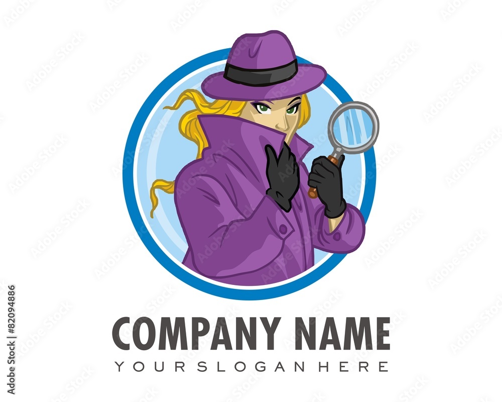 Obraz premium mysterious detective lady logo image vector