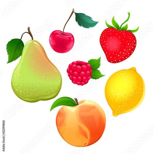 Set of different fruits