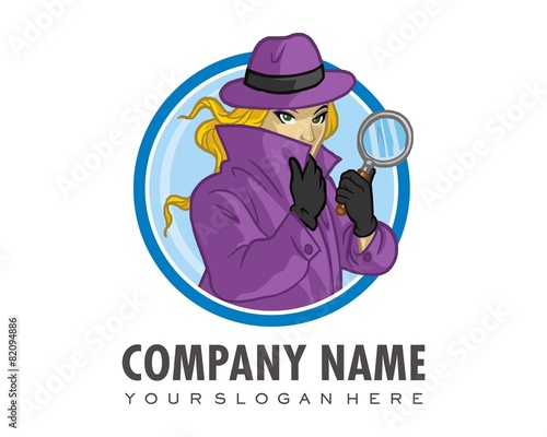 mysterious detective lady logo image vector