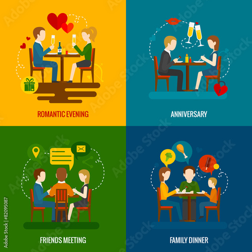 People In Restaurant Set