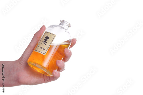 Hands holding a Bottle of poison.