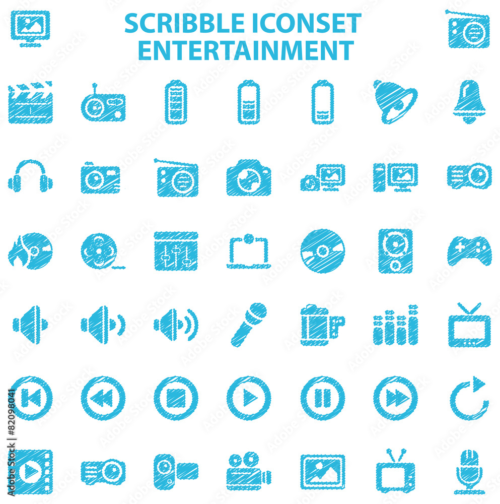 Scribble Iconset Entertainment - obrazy, fototapety, plakaty 