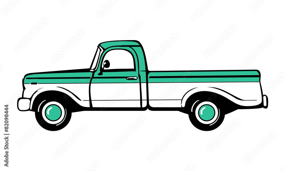 Pickup truck. Classic truck. Isolated vector illustration