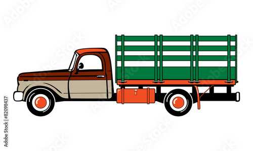 Pickup truck. Classic truck. Isolated vector illustration