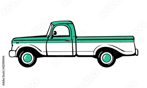 Pickup truck. Classic truck. Isolated vector illustration