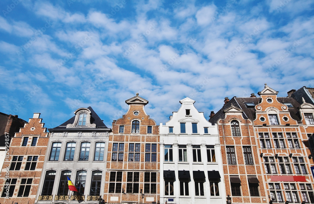 houses in Brussels, street with traditional architecture in Belgium