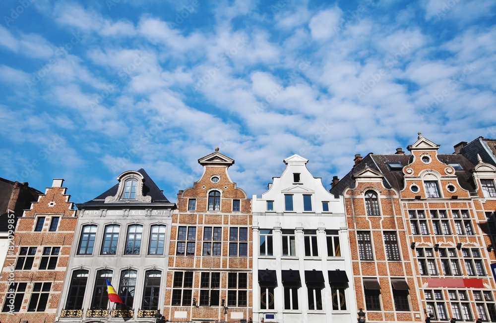 houses in Brussels, street with traditional architecture in Belgium houses in Brussels, street with traditional architecture in Belgium
