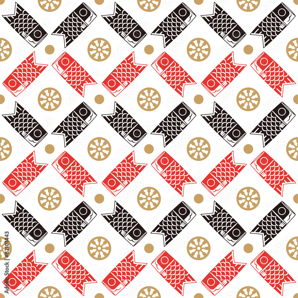 鯉のぼりパターン真鯉と緋鯉 Stock Vector Adobe Stock