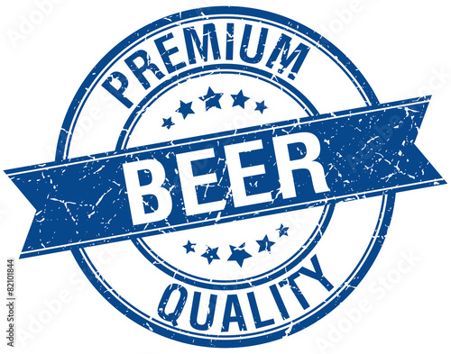 beer grunge retro blue isolated ribbon stamp