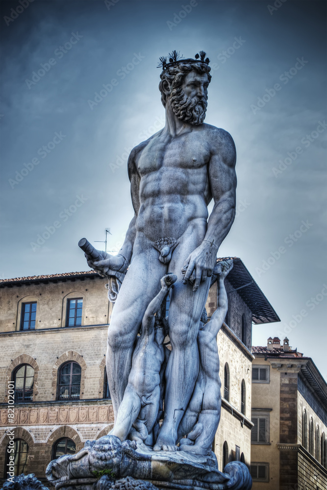 Neptune statue in hdr in Florence