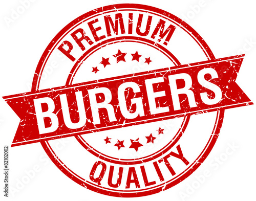 burgers grunge retro red isolated ribbon stamp
