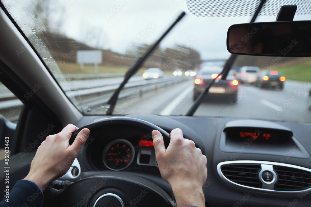 driving in hard weather conditions, rain on the windshield driving in hard weather conditions, rain on the windshield
