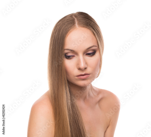 Young woman with beautiful long hair.